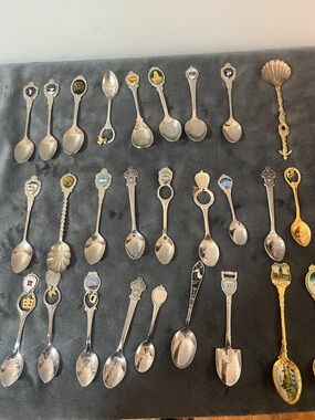 Silver and Gold Collectible Souvenir Spoon Set of 27 little spoons decor